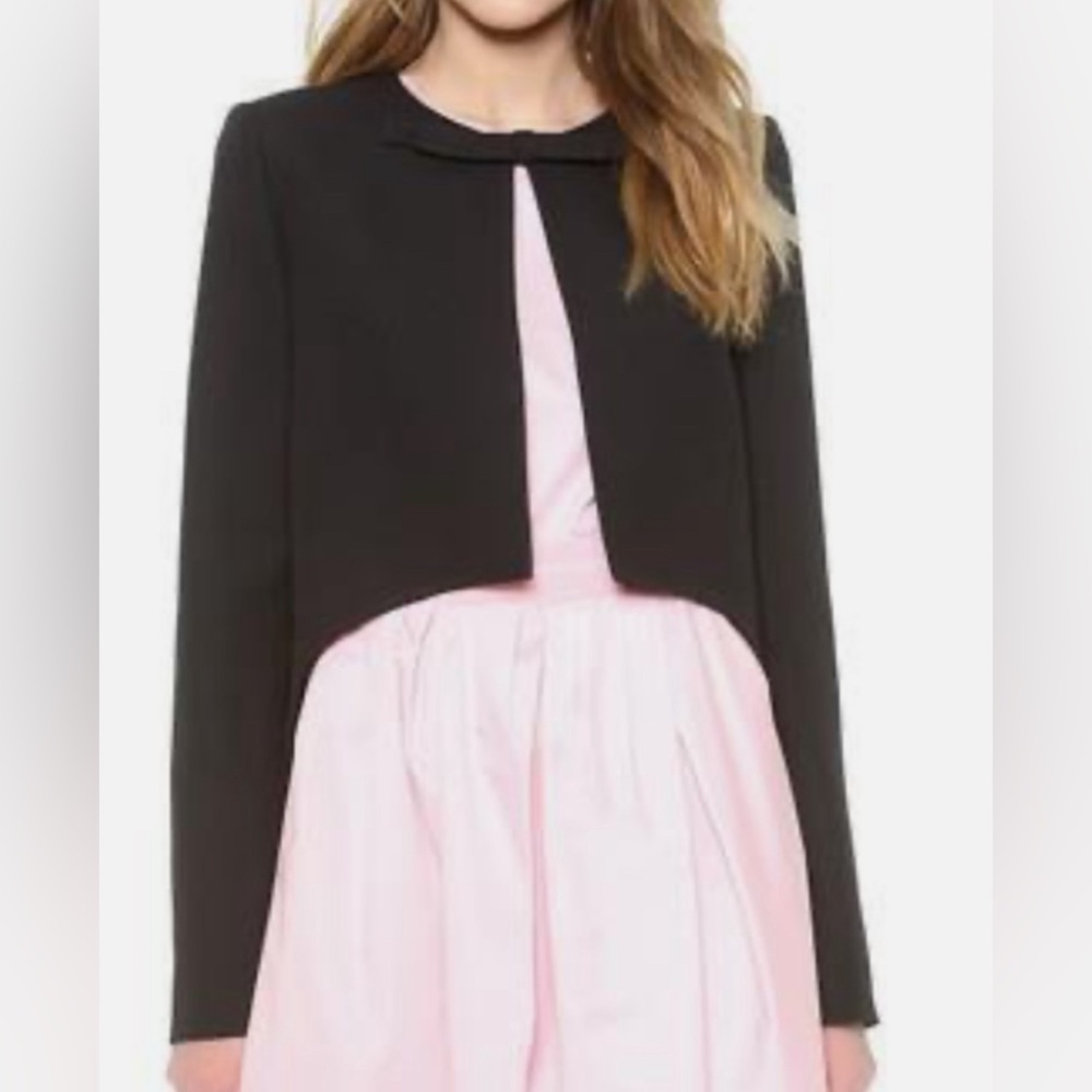 Carven Black Cropped Open-Front Jacket